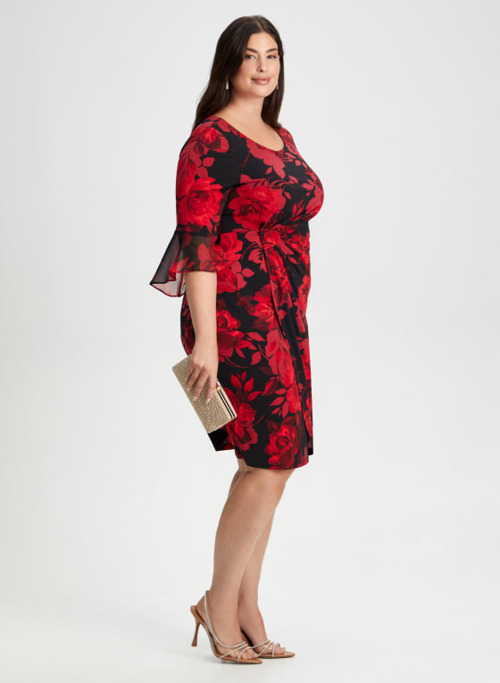 Flounce Sleeve Floral Dress