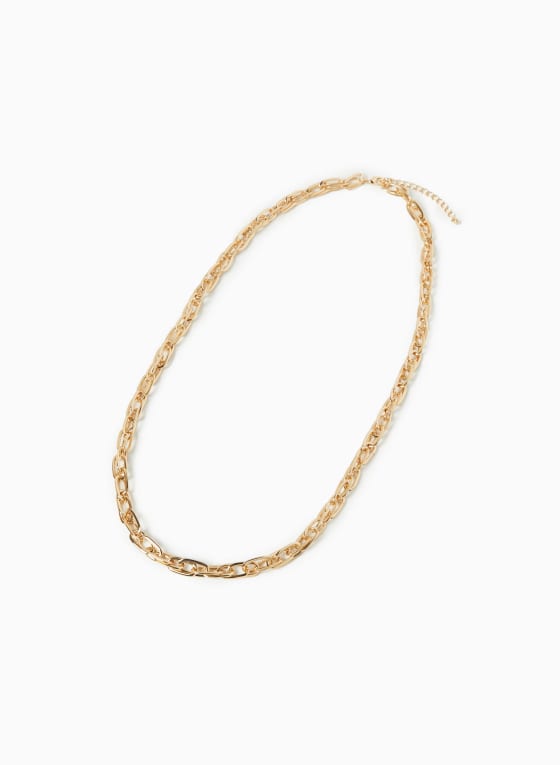 Gold Metallic Chain Link Necklace