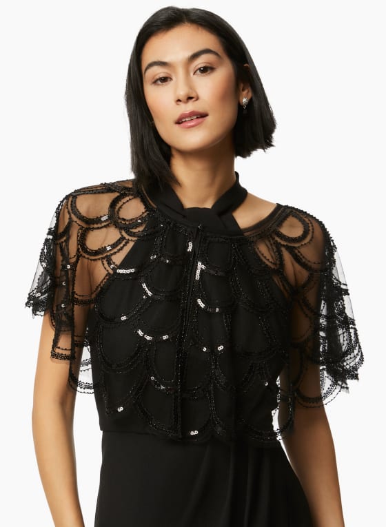 Sequin Mesh Capelet