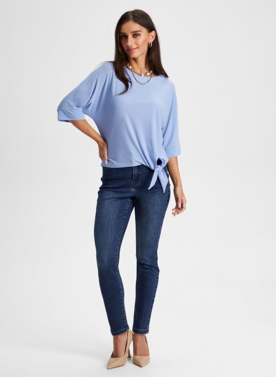 Tie Detail Elbow Sleeve Top