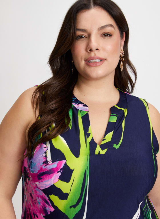 Tropical Print Sleeveless Dress