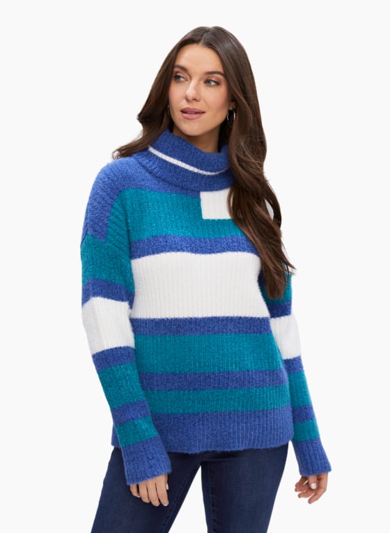 Colour Block Turtleneck Sweater