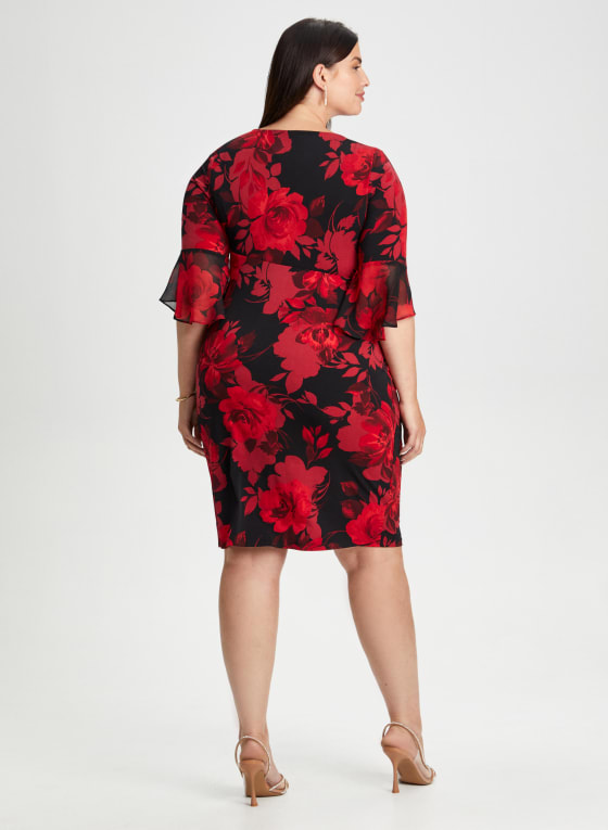 Flounce Sleeve Floral Dress