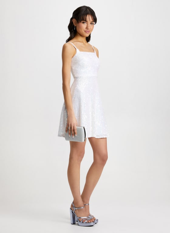 Square Neck Sequin Dress