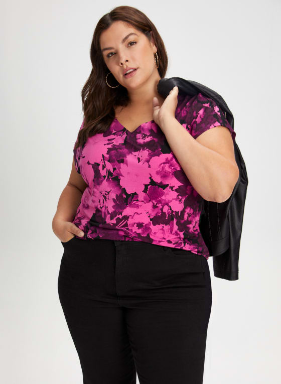 Short Sleeve Floral Print Top