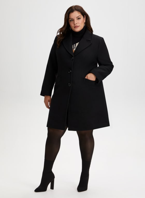 Mid-Length Wool Blend Coat