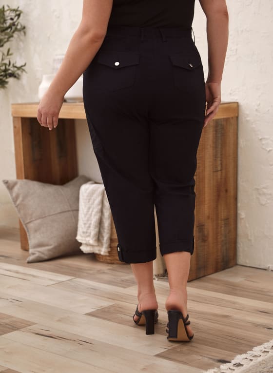 Zipper Detail Cargo Capris