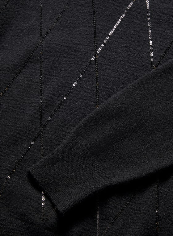 Argyle Motif Sequin Detail Sweater