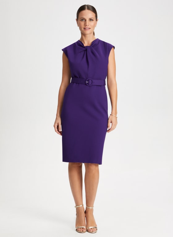 Twist Neck Detail Sheath Dress