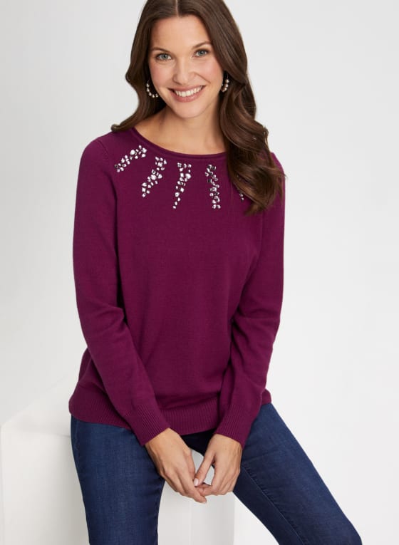 Rhinestone Detail Sweater