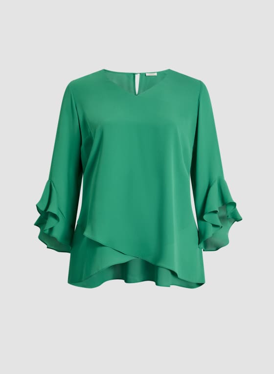 Flutter Sleeve Asymmetric Blouse