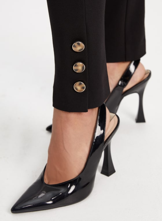 Button Detail Slim Leg Pants