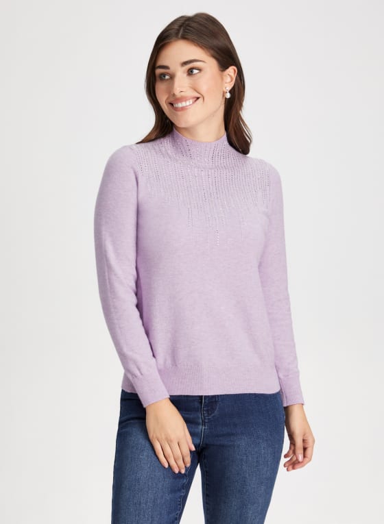 Rhinestone Mock Neck Sweater