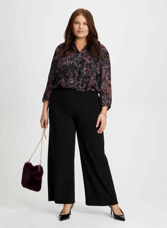 Wide Leg Pull-On Pants