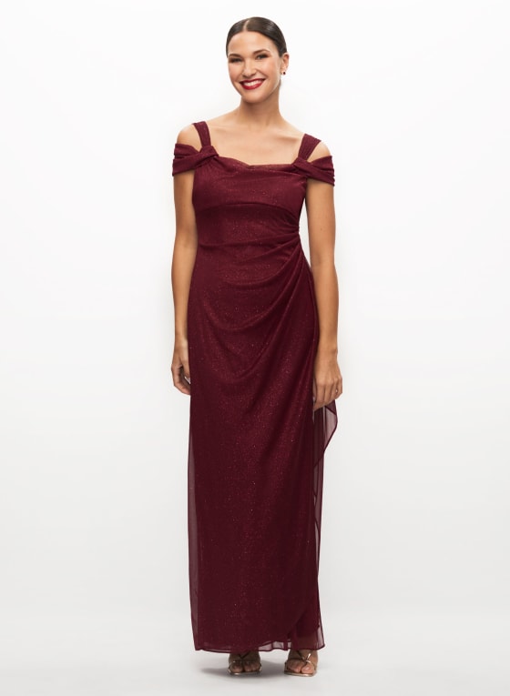 Drape Neck Glitter Dress