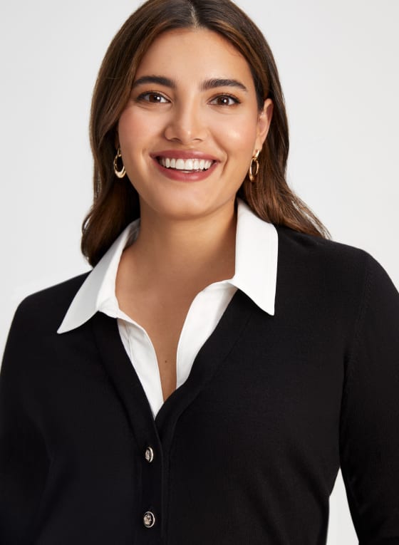 Shirt Collar Fooler Sweater