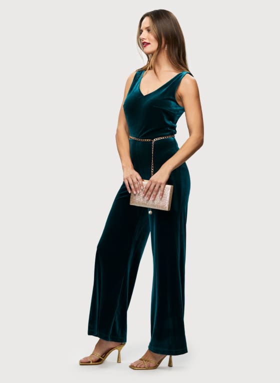 Belted Velvet Jumpsuit