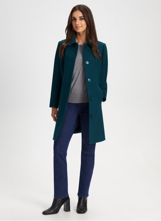 Club Collar Wool Blend Coat
