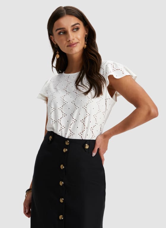Short Sleeve Eyelet Top