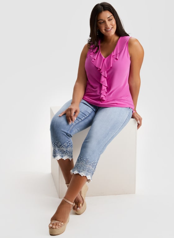 Ruffle Front Sleeveless Top