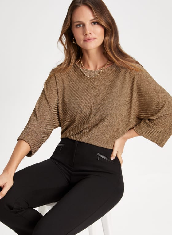 3/4 Dolman Sleeve Rib Knit Top