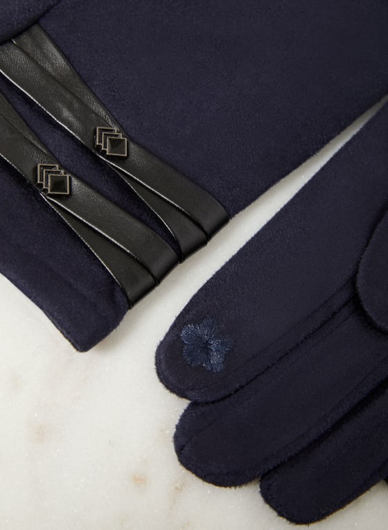 Faux Suede & Leather Gloves