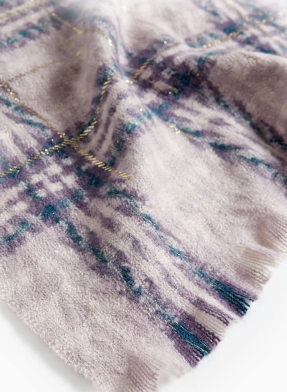 Four-Tone Tartan Print Scarf