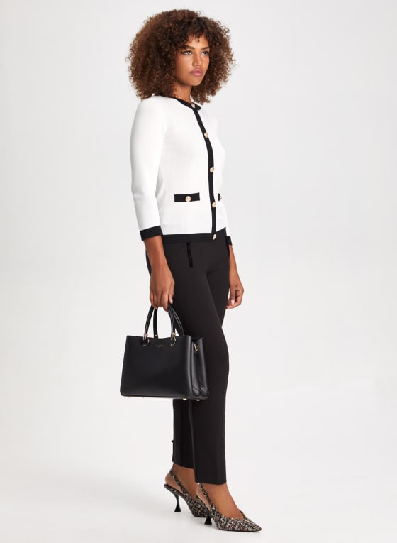 Velvet Bow Detail Ankle Pants