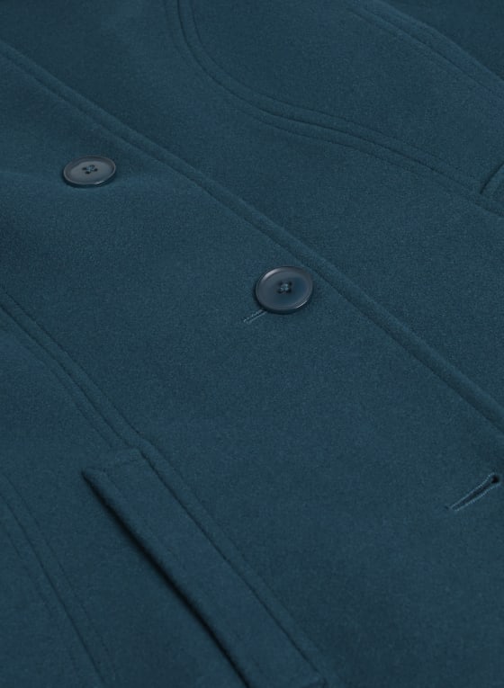 Club Collar Wool Blend Coat