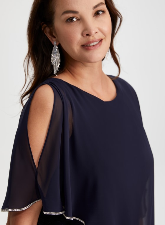 Rhinestone Detail Poncho Dress