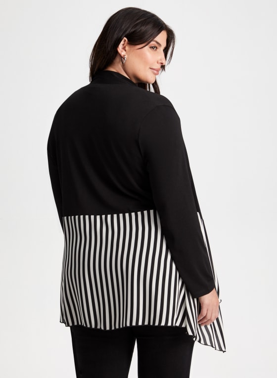 Striped Detail Open Front Top