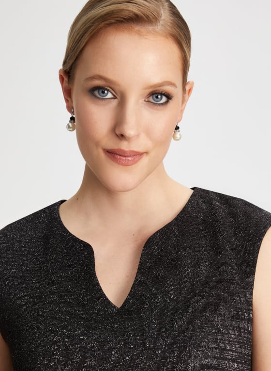 Split Neck Metallic Detail Dress