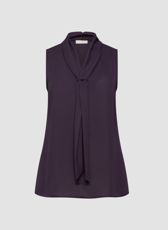 Tie Detail Sleeveless Popover Blouse