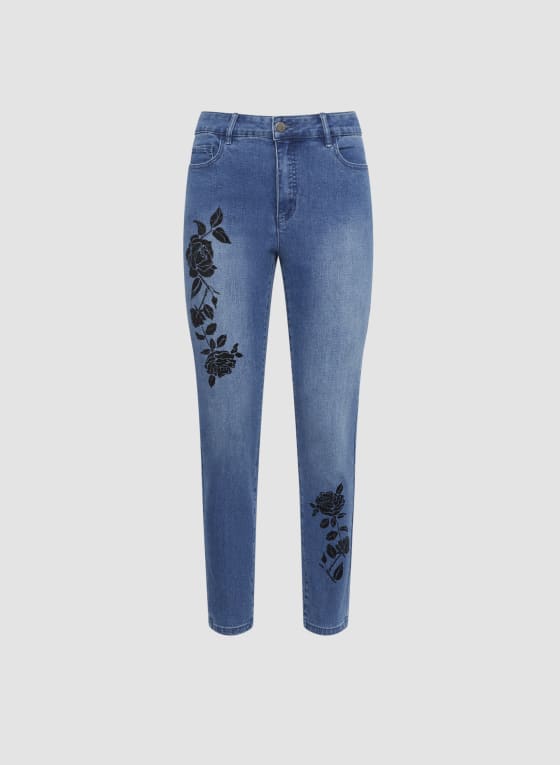 Flower Appliqué Jeans