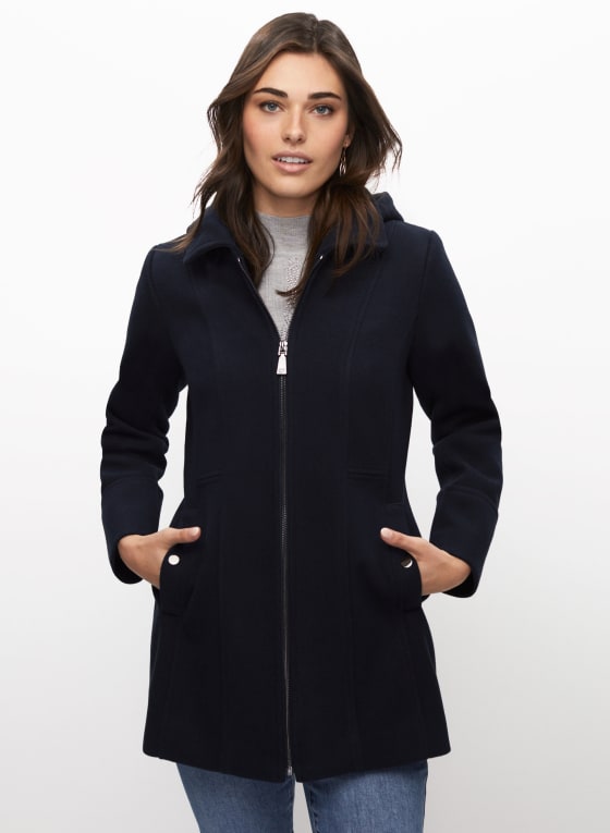 Stretch Wool Blend Coat