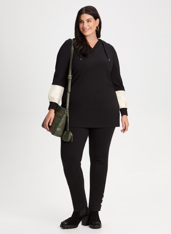 Pull-On Button Detail Pants