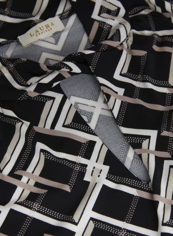 Geometric Print Keyhole Top