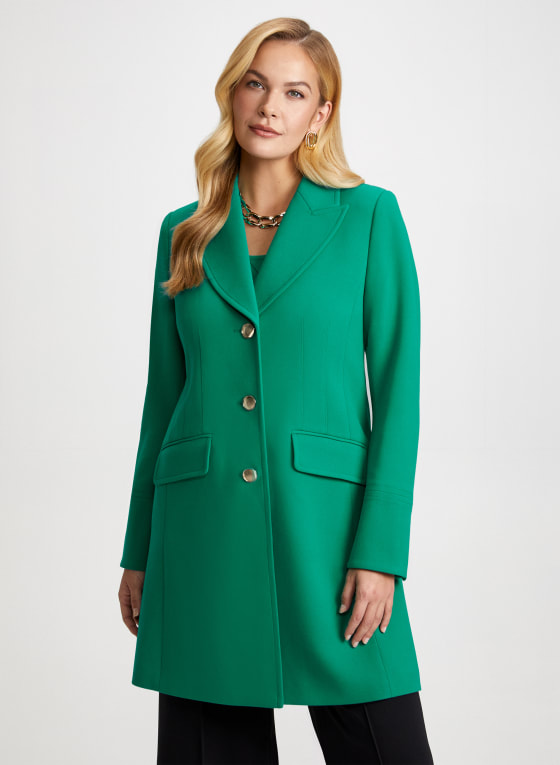 Button Front Tricotine Coat