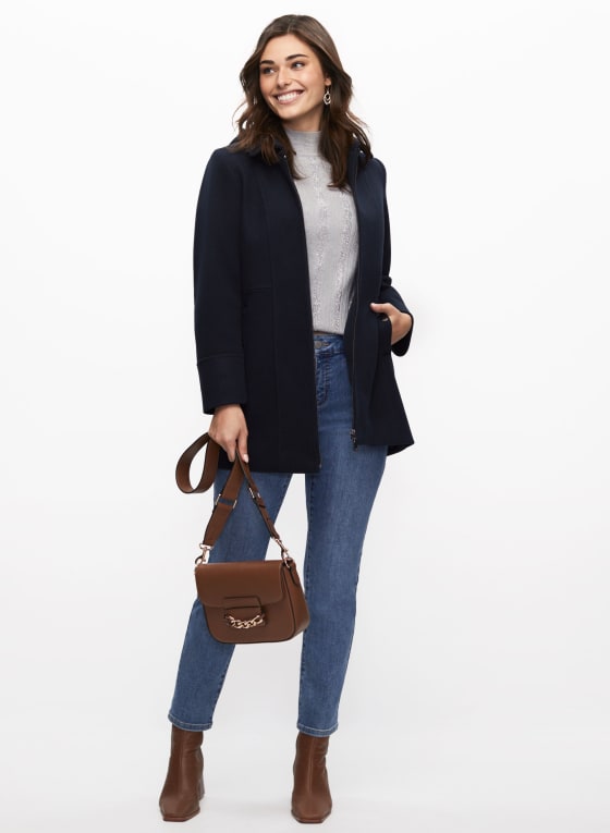 Stretch Wool Blend Coat