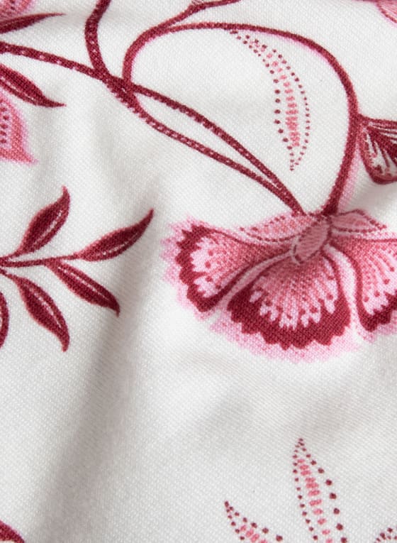 Boat Neck Floral Motif Sweater