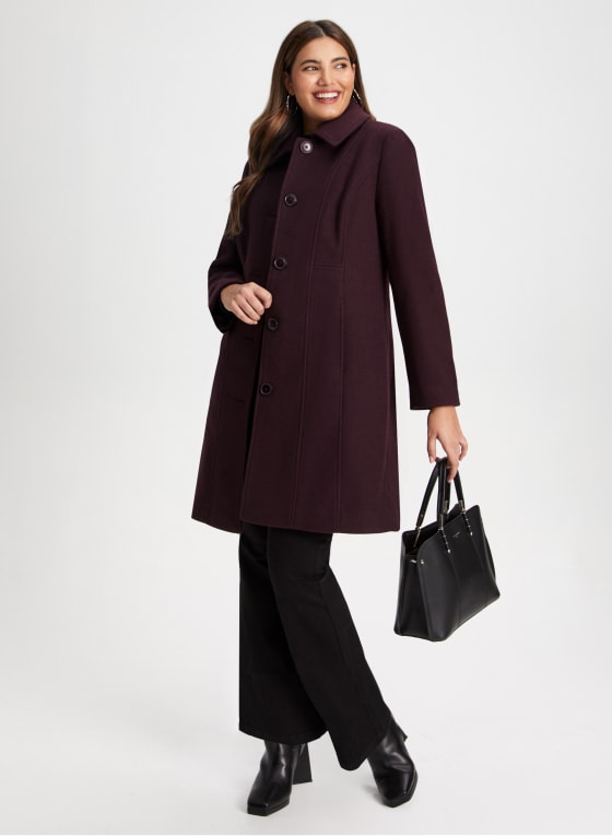 Stretch Wool Blend Coat