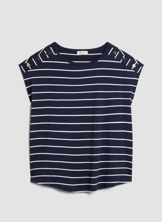 Stripe Print Two-Tone Top