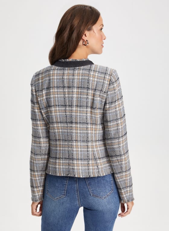 Plaid Contrast Trim Jacket