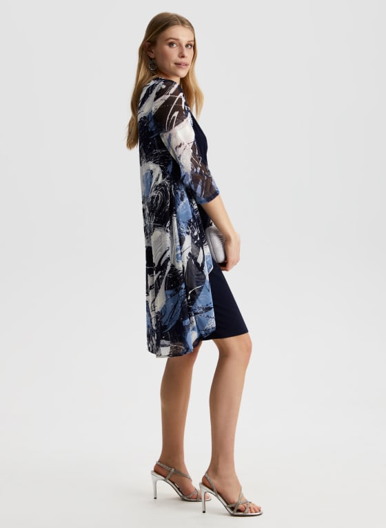 Abstract Print Jacket & Dress Set
