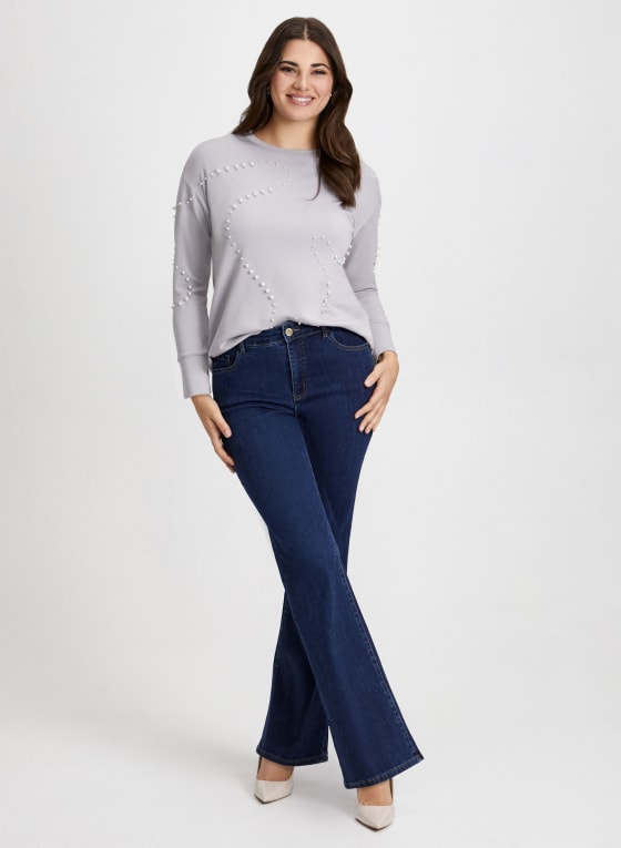 Long Sleeve Pearl Detail Top