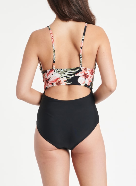 Floral Motif One-Piece Swimsuit