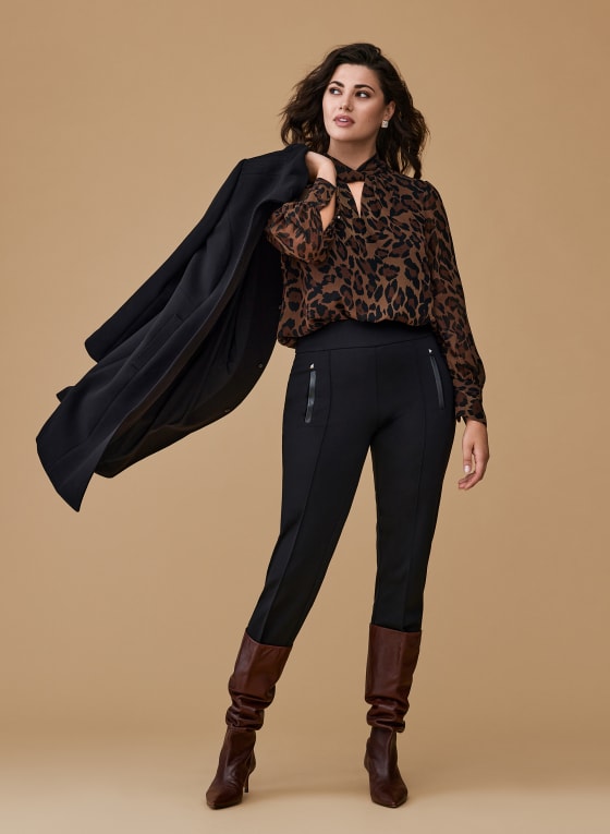 Twist Neck Animal Motif Blouse