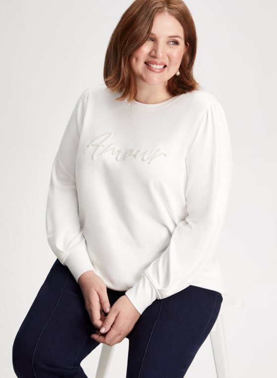 Pearl Detail Long Sleeve Pullover