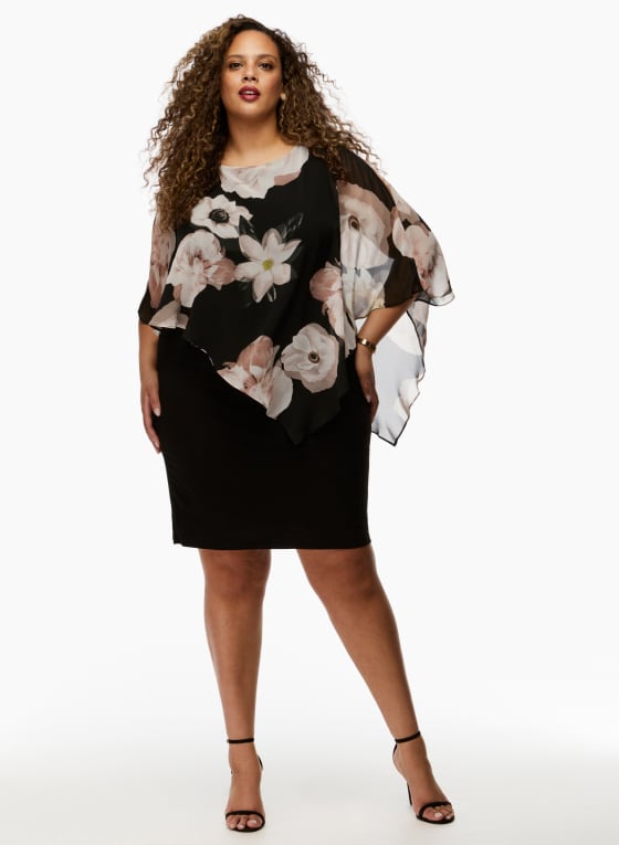 Floral Chiffon Poncho Dress