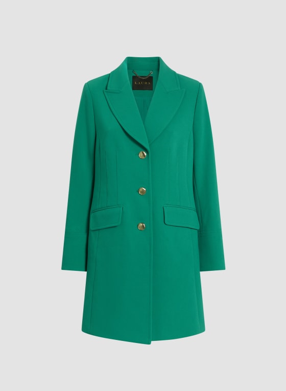 Button Front Tricotine Coat